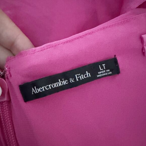 ABERCROMBIE Organza Tiered Strapless Mini Dress Pink Large Tall - Picture 6 of 7